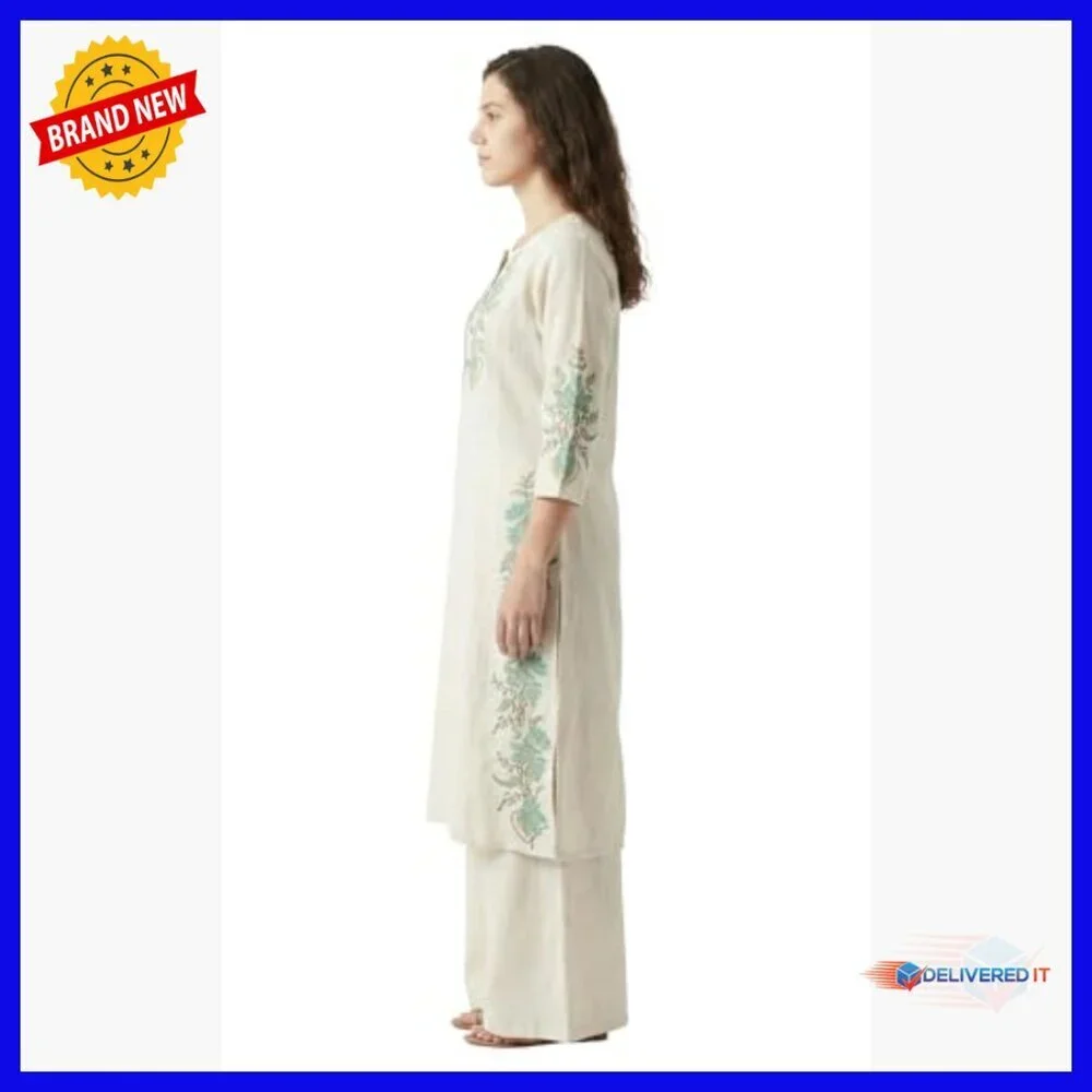 Large Cotton Kurta Pants Set 2-Piece Ethnic Formal Wear Embroidered